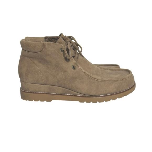 Skechers Bobs Chill Wedge Elevated Bliss Chestnut Vegan Worn Look Boots Size 9 - Picture 1 of 10